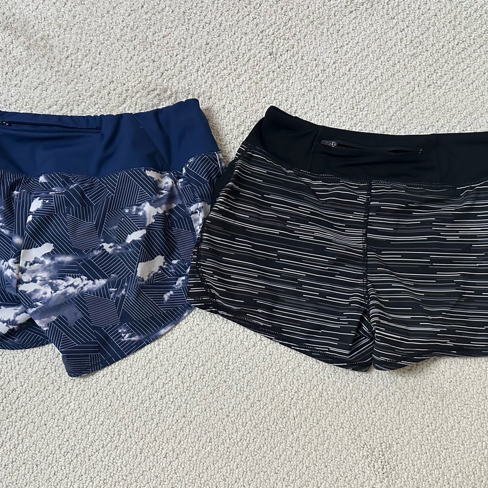 Oiselle Blue and White Athletic Shorts Lightweight Stretchy
